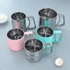 En stock tamiz de harina para hornear manual semi-automático tamiz de harina pequeño mediano grande de acero inoxidable tamiz de harina Taza filtro de harina