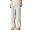 Pantalones casuales de seda helada para hombre, pantalones ligeros de verano, holgados, rectos, color liso, básicos, no se arrugan fácilmente, pantalones al por mayor