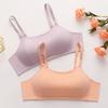 3281 Chaleco sin tirantes para niña, color sólido, sin aros de acero, ropa interior suave y antideformación para estudiantes, sujetador fino sin tirantes con copa AB