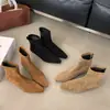 Moda Nueva Otoño e Invierno 2025 Botines Cortos de Ante Compuesto Puntera Cuadrada Pequeña con Plataforma Interior Oculta para Mujer Simples y Versátiles