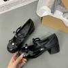 Zapatos de Tacón Alto de Ballet Boca Baja Plateados para Mujer 2025 Nuevos Zapatos Mary Jane Franceses de Punta Redonda para Vestir de Verano