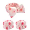 Conjunto de Três Peças de Pulseiras de Coral Fleece com Estampa de Leopardo para Lavar o Rosto, Pulseira com Elástico de Cabelo, Pulseira para Lavar as Mãos, Moda Geométrica