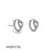 Pendientes de Aro con Tachuelas de Diamantes de Venta Caliente Transfronterizos para Mujer, Estilo de Lujo Ligero, Simples y Versátiles, Aros de Acero Inoxidable con Circonita