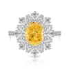 Anel de Gemas Coloridas Cheio de Diamantes Formato Ovo de Pombo Corte Flor de Gelo para Mulheres, Anel Super Brilhante Formato Ovo de Diamante de Alto Carbono, Dropshipping para Transmissão ao Vivo