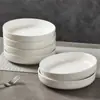 Plato Cerámico Blanco Puro Hondo, Juego de Tazones y Platos para el Hogar, Plato Hondo Simple para Sopa de Gran Capacidad