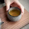Taza Maestra Flor de Hielo Negra Taza Individual con Diseño de Esmalte Abierto, Taza de Té Personal de Cerámica Kung Fu de Gama Alta para Beber Té