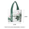 Nueva bolsa de lona estilo pintura china de tinta con loto para mujer, bolsa tote de gran capacidad, estilo tradicional chino, artística, adecuada para estudiantes y para ir al trabajo