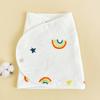 Manta Antivuelco para Recién Nacidos de Cuatro Capas Crepé Estampado Dibujos Animados Saco de Dormir Manta Envolvente para Bebé Universal Cuatro Estaciones Envoltura para Arropar