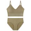Conjunto de Lingerie Europeu e Americano Personalizado para Mulheres Sem Aro Camisola Respirável Mostrando Seios Grandes Pequeno Sexy Conjunto de Sutiã Sem Costura