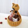 Cesta de Urso Rattan Sintético Trançado Animal Criativo Armazenamento Frutas Azul Sala de Estar Enfeites Cesta de Armazenamento Atacado