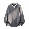 Outono Inverno Novo Masculino Transfronteiriço Pulôver Tricô Falso Duas Peças Gola V Moda Jovem Casual Camada Base