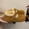 Zapatos Retro Birkenstock 2026 Nuevos de Invierno Forrados de Felpa Calientes Peludos sin Cordones para Exteriores Antideslizantes Zapatos de Algodón para Nieve para Mujer