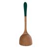 Juego de cuchara pala de madera con mango verde oscuro para ala de pollo Utensilios de cocina antiadherentes para el hogar Cuchara pala de madera de mango largo para saltear Cuchara sopera Juego completo