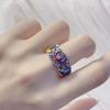 Esmalte Loto Koi Vintage Color Versátil Artesanía al Óleo Blanqueamiento Elegante Anillo de Loto Arte Clásico Comida Anillo para el Dedo Marea
