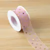 Cinta de gasa con puntos dorados de alta gama para empaque de flores, manualidades de regalos, accesorios para el cabello, moños y repostería