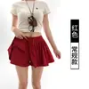 Falda Corta Deportiva de Verano con Cordón de Cintura Alta, Adelgazante, Versátil, para Mujeres Petites, Anti-Exposición Estilo Chica Caliente