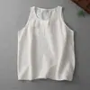 2026 Verano Sencillo Suéter Color Sólido Top Holgado Talla Grande Casual Ropa de Trabajo Chaleco de Lino sin Mangas para Mujer