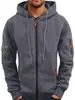 Suéter Hoodie Masculino Outono e Inverno Transfronteiriço com Zíper, Bolso na Manga, Cardigan, Jaqueta Casual Esportiva Masculina Plus Size