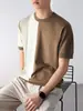 Ropa para Hombre Fengshe / 2026 Verano Nueva Camiseta de Punto de Cuello Redondo para Hombre Estilo Americano de Peso Pesado de Manga Corta Casual de Moda