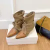 Botines nuevos de estilo 2026 para mujer con plataforma interior, punta fina, lazo y diseño de patchwork, botas vaqueras adelgazantes y versátiles