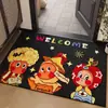 Tapete Cartoon em Forma de Estrela Capacho para Porta de Entrada Preto Resistente a Manchas Entrada de Casa Tapete Antiderrapante Veludo de Cristal Tapete de Chão Fofo
