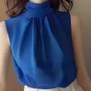 Top sin mangas Klein Blue de cuello halter y medio cuello alto para mujer, Nuevo estilo de verano 2026, Top sin mangas de estilo elegante francés