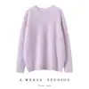 Novo Estilo Suéter de Cashmere Puro Cashmere Escovado com Gola Redonda Solta Camada Base para Mulheres, Espessado para Aquecimento de Inverno, Adequado para Roupa Externa
