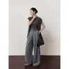 Pantalones de Pierna Ancha para Mujer con un Toque de Lujo Ligero y de Gama Alta, Diseño Otoñal con Efecto Plisado, Pantalones Largos de Cintura Alta, Nuevo Producto para Dropshipping Transfronterizo