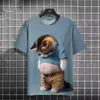 Verão 2025 novo T-shirt masculina de manga curta transfronteiriço AliExpress impressão 3D gato fofo gola redonda manga curta T-shirt top
