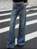 Calças Nicho Europeu e Americano Soltas de Perna Larga Jeans Slim de Cintura Alta para Mulheres 2025 Primavera e Outono Look Emagrecedor Calças Flare Calças Comprimento Chão