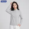 Moletom de Lã com Gola Alta para Outono/Inverno Camiseta de Manga Longa Cor Sólida de Alta Qualidade Camisa Básica Casual para Esportes ao Ar Livre