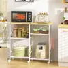 Carrito de Almacenamiento de Cocina Transfronterizo Estante de Almacenamiento Acero al Carbono con Ruedas Estante de Almacenamiento para Horno de Microondas Estante para Horno Engrosado