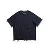 Marca Americana Tendência Undrest Camiseta Casual Falsa de Duas Peças Verão Gola Redonda Camiseta Masculina Solta de Manga Curta Camiseta Básica Dt64