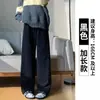 Calça larga de cintura alta de arroz glutinoso marrom para mulheres, Primavera, Outono e Inverno, forrada com fleece, Nova, Solta, Casual, Esportiva