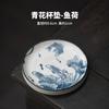 Posavasos Redondo Vintage Azul y Flor Cerámico Aislamiento Térmico Tapete para Taza de Té Soporte para Té Accesorios Juego de Té Kung Fu Soporte para Taza Plato para Taza Soporte para Taza Soporte para Tetera