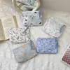 Bolsa Cosmética Linda Azul Caricatura Mini Billetera Algodón Puro Bolsa Pequeña de Tela Auriculares Lápiz Labial Bolsa de Almacenamiento Portátil