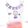 Rosa y azul tierno pequeño hermoso Super flor enchufe hermoso inserto para palillo de dientes diamante decoración de pastel accesorios bandera 6 piezas