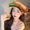 Chapéu de Hambúrguer Popular na Internet do TikTok Menina Fofa Foto Engraçada Adereço de Cabeça de Hambúrguer Beret Criativo de Comida ins