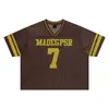 Estilo de Rua Americano Retrô Gola V Número 7 Camisa de Basquete Esportiva de Malha Respirável de Manga Curta para Verão Casual Masculina e Feminina