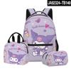 3D Nuevo Producto Impreso Sanrio kuromi kuromi Estudiante Mochila Escolar Bolso para el Almuerzo Estuche para Lápices Set de Tres Piezas
