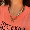 Collar Personalizado de Perlas de Aleación Dulce Fresco Circonita Corazón Doble Capa Apilado Ins Moderno Gama Alta Nicho Versátil Chica Popular