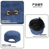 Sombrero de Montar de Mezclilla Estilo Británico de Gama Alta Boina Patchwork con Visera de Cuero Retro Sombrero Octagonal de Copa Plana Elegante Versátil para Mujer
