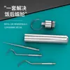 Palillos de Acero Inoxidable 304 para Uso Portátil, Porta Palillos de Metal, Caja de Palillos, Gancho para Espacios Interdentales, Aguja Gancho para Dientes