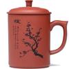 Caneca de Areia Roxa Yixing para Homens, Grande Capacidade, com Tampa, Caneca de Água, Caneca de Chá, Conjunto de Chá, Caneca de Cerâmica para Escritório, Gravada à Mão