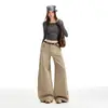 Jeans Laranja Infantil # Cáqui de Cintura Alta e Perna Larga para Mulheres, Caimento Solto, Emagrecedor, Valoriza a Silhueta, Moderno, Casual, Versátil, Calça Comprida.