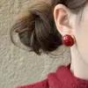 Pendientes Retro Rojos de Otoño e Invierno, Modernos y Sencillos, Pendientes Redondos Festivos de Nicho, Pendientes Rojos de Buena Suerte para Año Nuevo