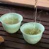 2026 Copo de Chá Descartável Portátil Pequeno Copo de Chá Espessado Conjunto de Chá de Viagem Copo Verde Esmeralda Copo de Jade Copo de Água Prático