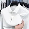 Popular Camisa Polo de Manga Larga de Alta Calidad para Hombre Otoño Nuevo Casual de Negocios Camiseta sin Costuras de Nylon Tops para Hombre