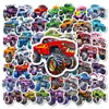 50 novos adesivos criativos com tema de monster truck, adesivos de desenho animado, carro, bicicleta, caminhão, transporte