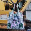 Bolsa de Compras Estampada Média em Estoque, Bolsa para Mamãe, Dobrável, Leve, Portátil, Sacola de Supermercado Ecológica, Bolsa de Mão em Tecido Oxford